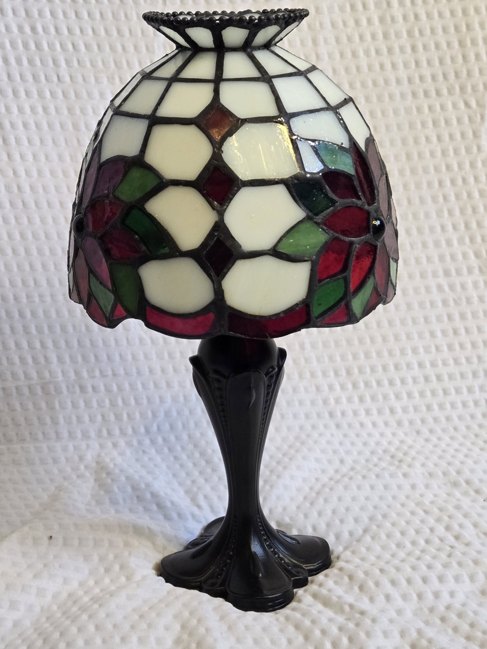Vintage Partylite Stained Glass Poinsettia Candle Lamp Shade